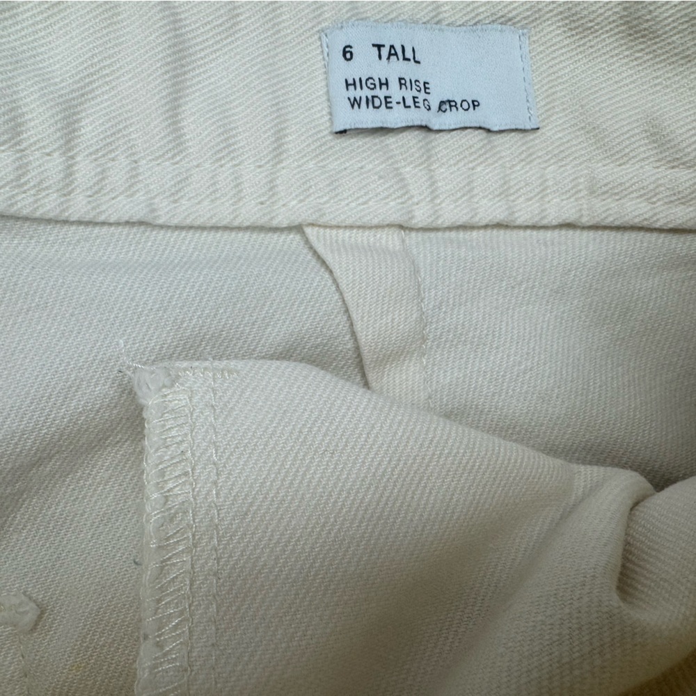 Gap Wide leg High Rise Jean Trouser Ivory Size 6 Tall - Picture 4 of 5